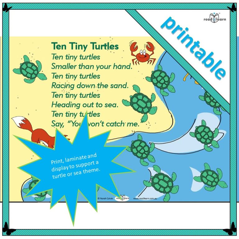 Ten Tiny Turtles – a poem – readilearn