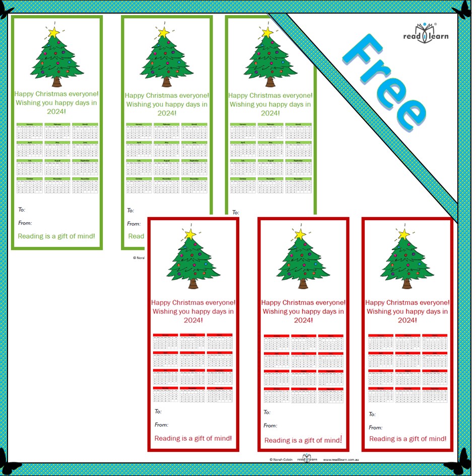 2024 Calendar bookmark readilearn